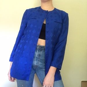 Vintage unique blue printed silk Liz Claiborne